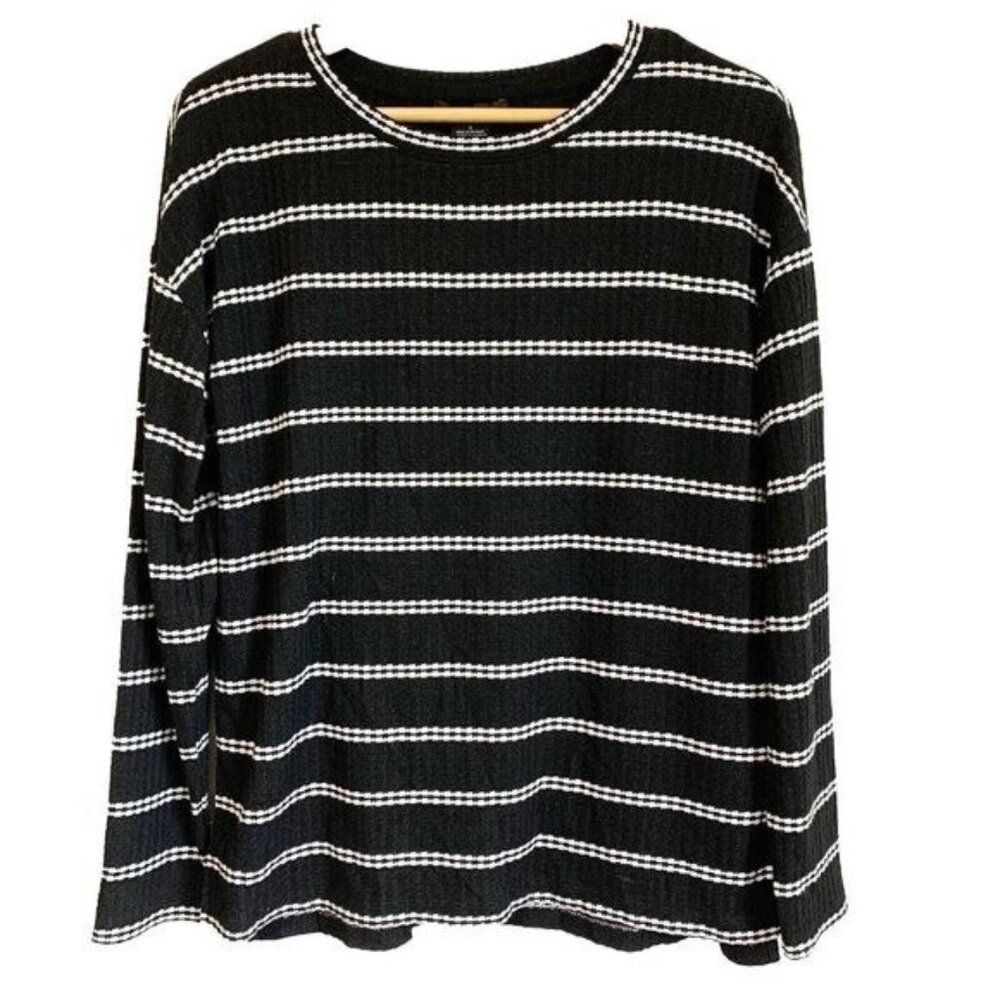 Sanctuary Black Striped Knit Sweater Women’s Small Oversized Winter Layering